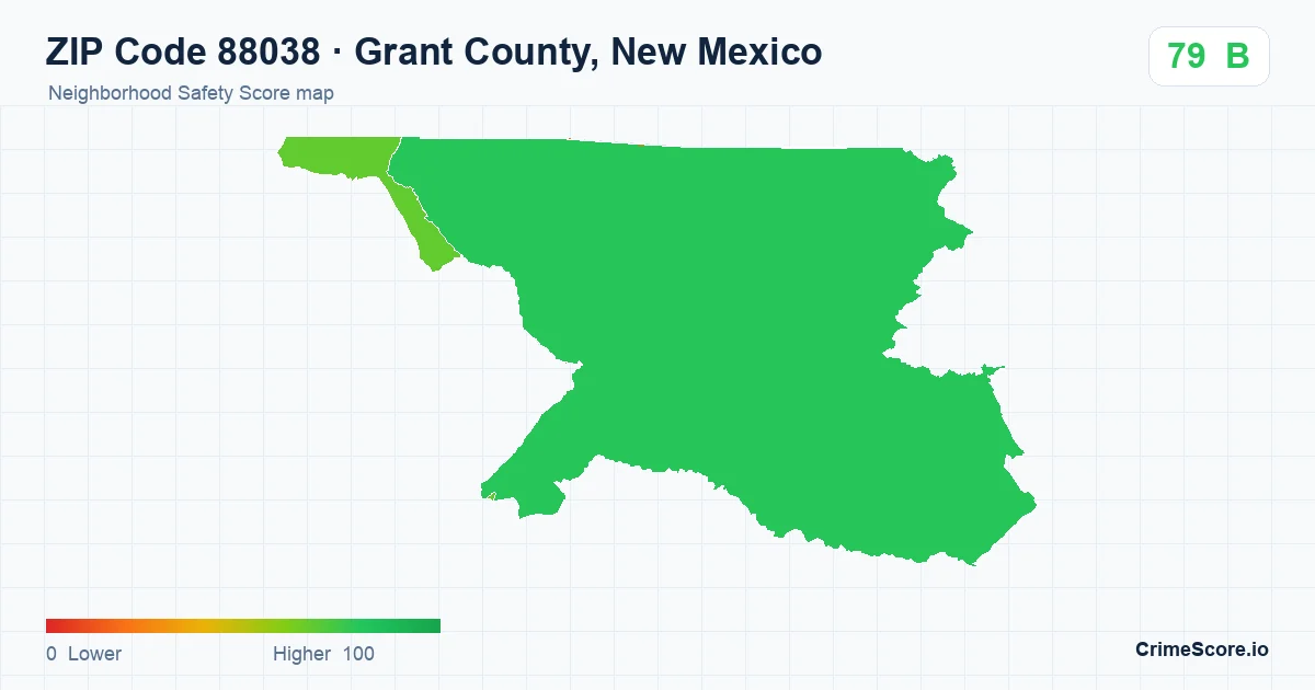 ZIP Code 88038 in Grant County, New Mexico neighborhood Safety Score map