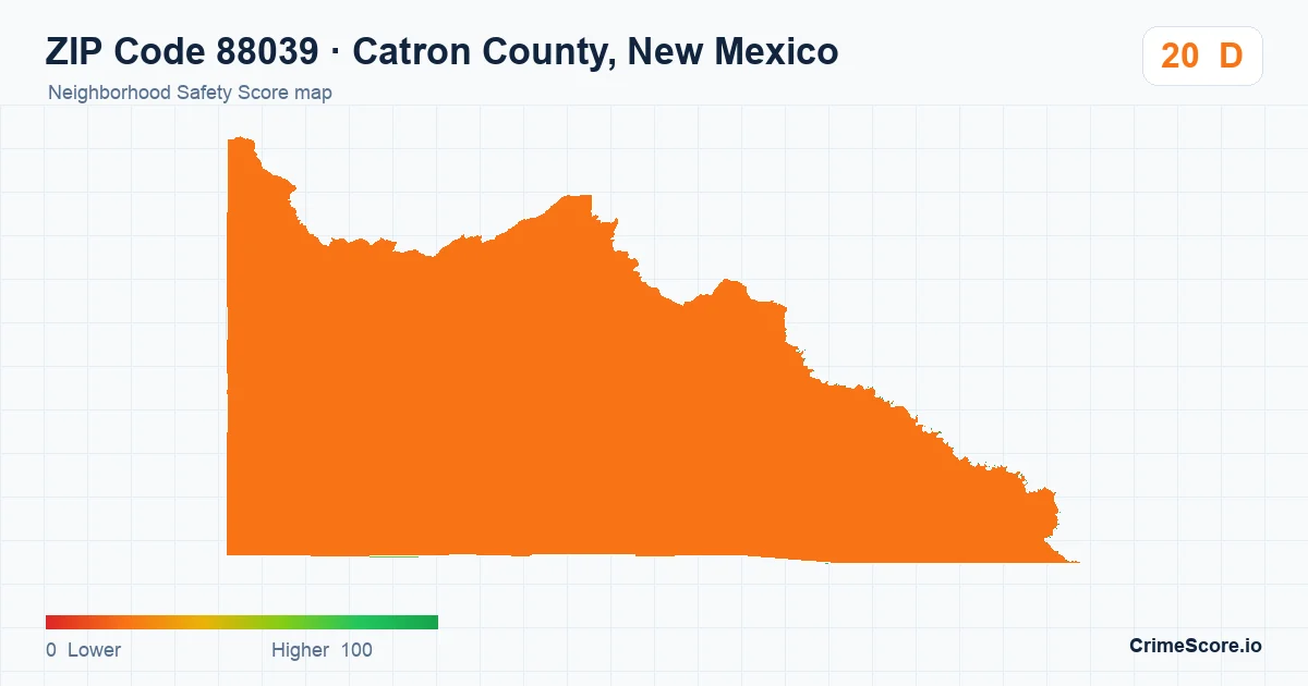 ZIP Code 88039 in Catron County, New Mexico neighborhood Safety Score map