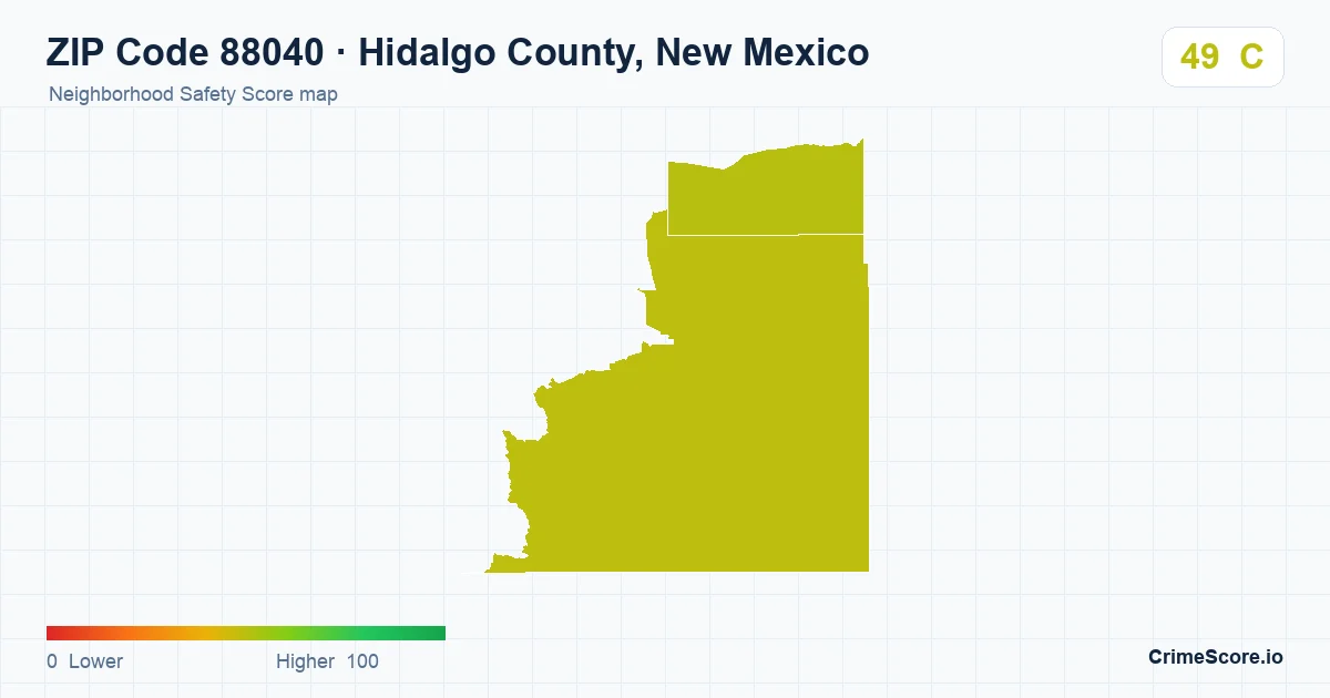 ZIP Code 88040 in Hidalgo County, New Mexico neighborhood Safety Score map