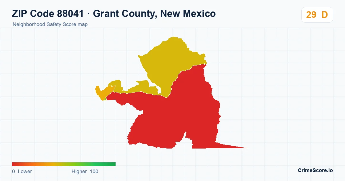 ZIP Code 88041 in Grant County, New Mexico neighborhood Safety Score map