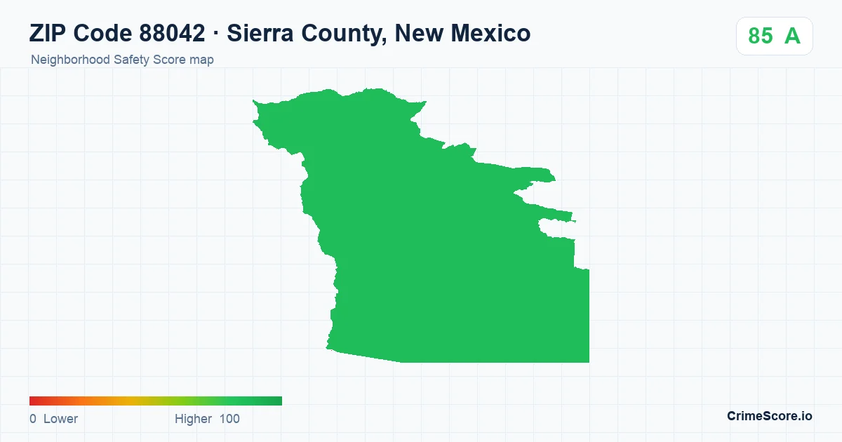 ZIP Code 88042 in Sierra County, New Mexico neighborhood Safety Score map