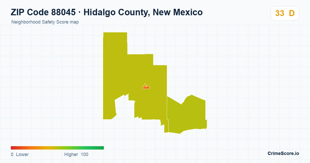 ZIP Code 88045 in Hidalgo County, New Mexico neighborhood Safety Score map