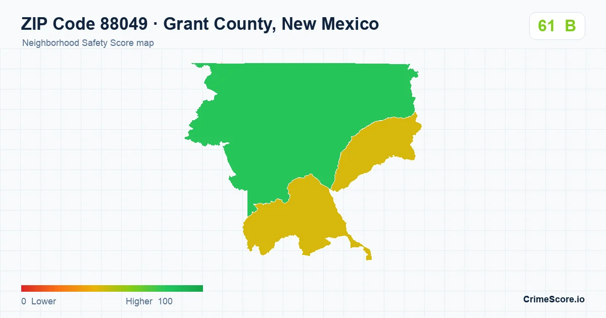 ZIP Code 88049 in Grant County, New Mexico neighborhood Safety Score map