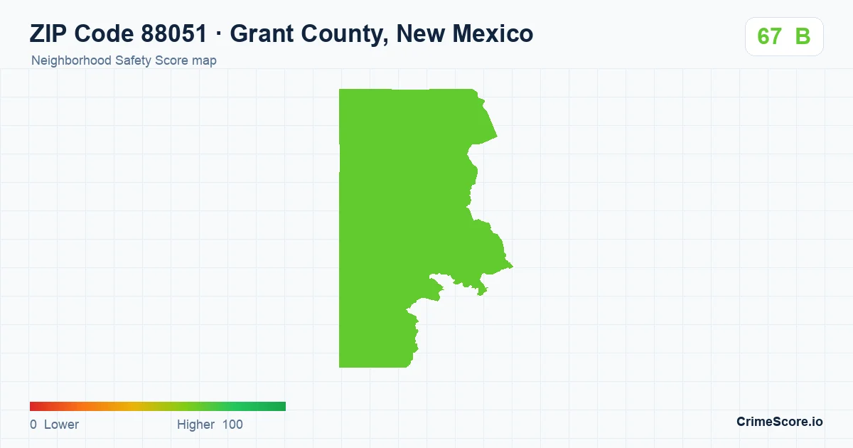 ZIP Code 88051 in Grant County, New Mexico neighborhood Safety Score map