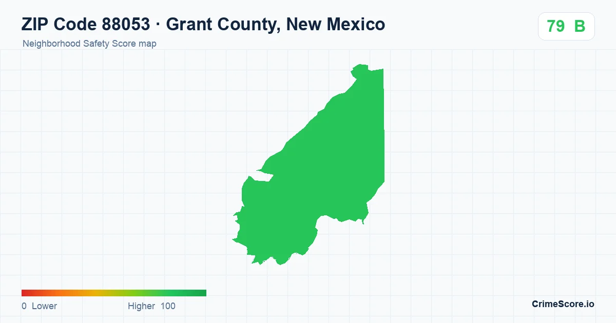 ZIP Code 88053 in Grant County, New Mexico neighborhood Safety Score map