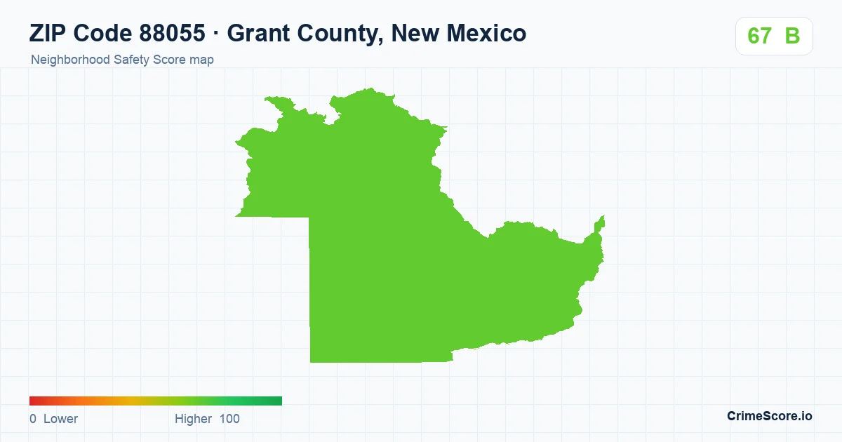 ZIP Code 88055 in Grant County, New Mexico neighborhood Safety Score map