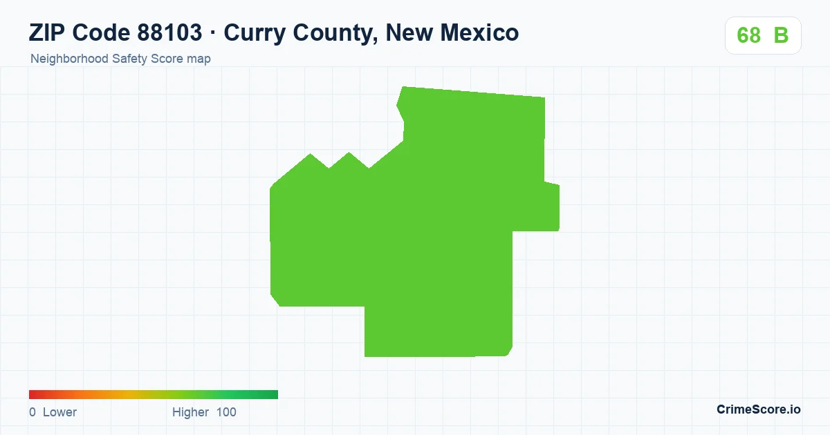 ZIP Code 88103 in Curry County, New Mexico neighborhood Safety Score map