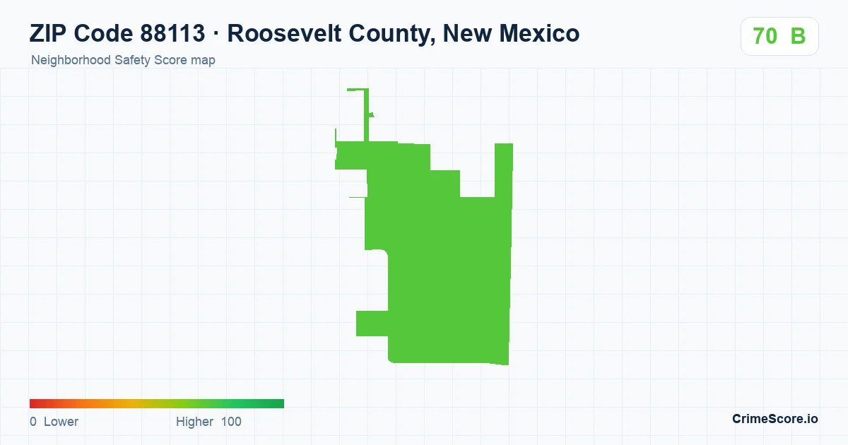 ZIP Code 88113 in Roosevelt County, New Mexico neighborhood Safety Score map