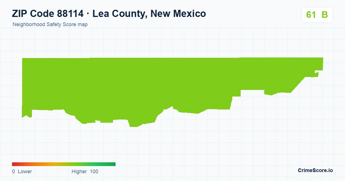 ZIP Code 88114 in Lea County, New Mexico neighborhood Safety Score map