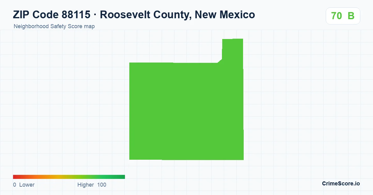 ZIP Code 88115 in Roosevelt County, New Mexico neighborhood Safety Score map