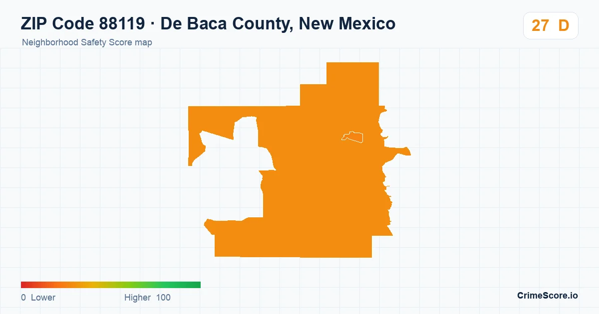 ZIP Code 88119 in De Baca County, New Mexico neighborhood Safety Score map