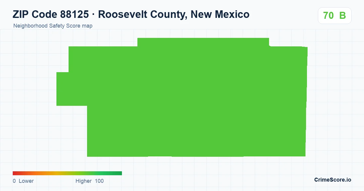 ZIP Code 88125 in Roosevelt County, New Mexico neighborhood Safety Score map