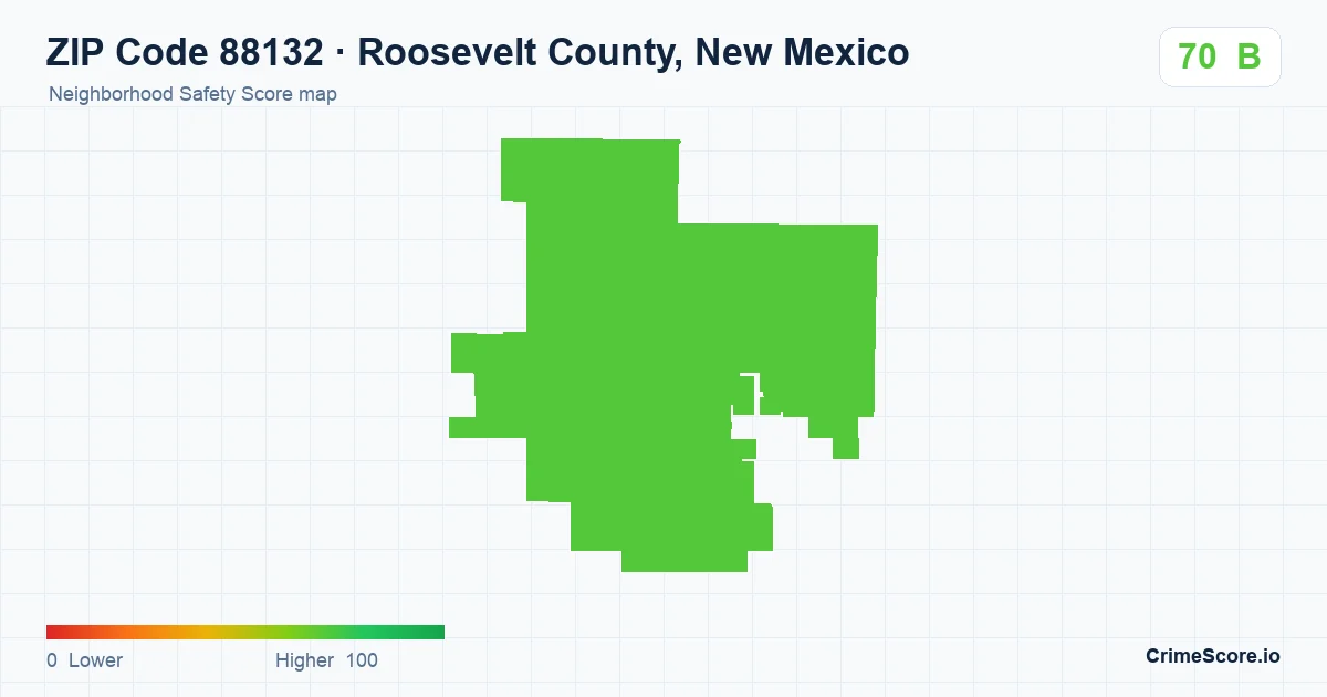ZIP Code 88132 in Roosevelt County, New Mexico neighborhood Safety Score map