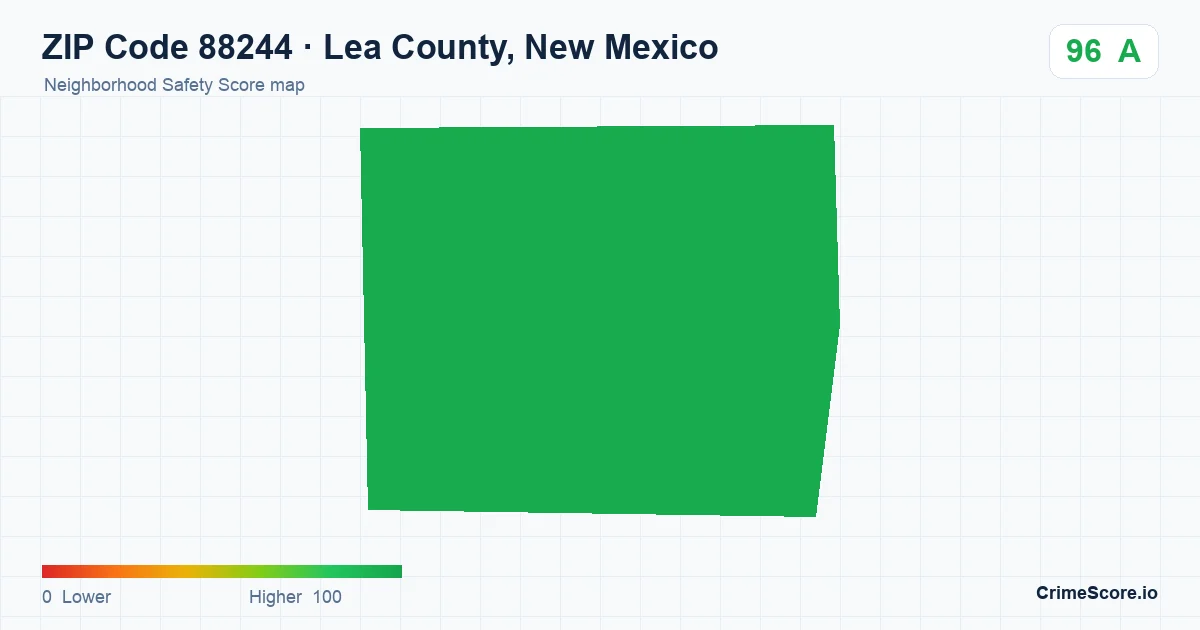 ZIP Code 88244 in Lea County, New Mexico neighborhood Safety Score map