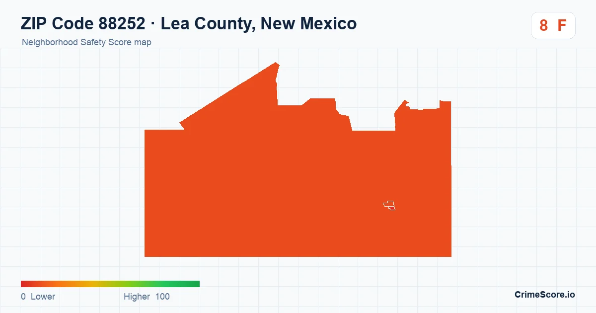 ZIP Code 88252 in Lea County, New Mexico neighborhood Safety Score map
