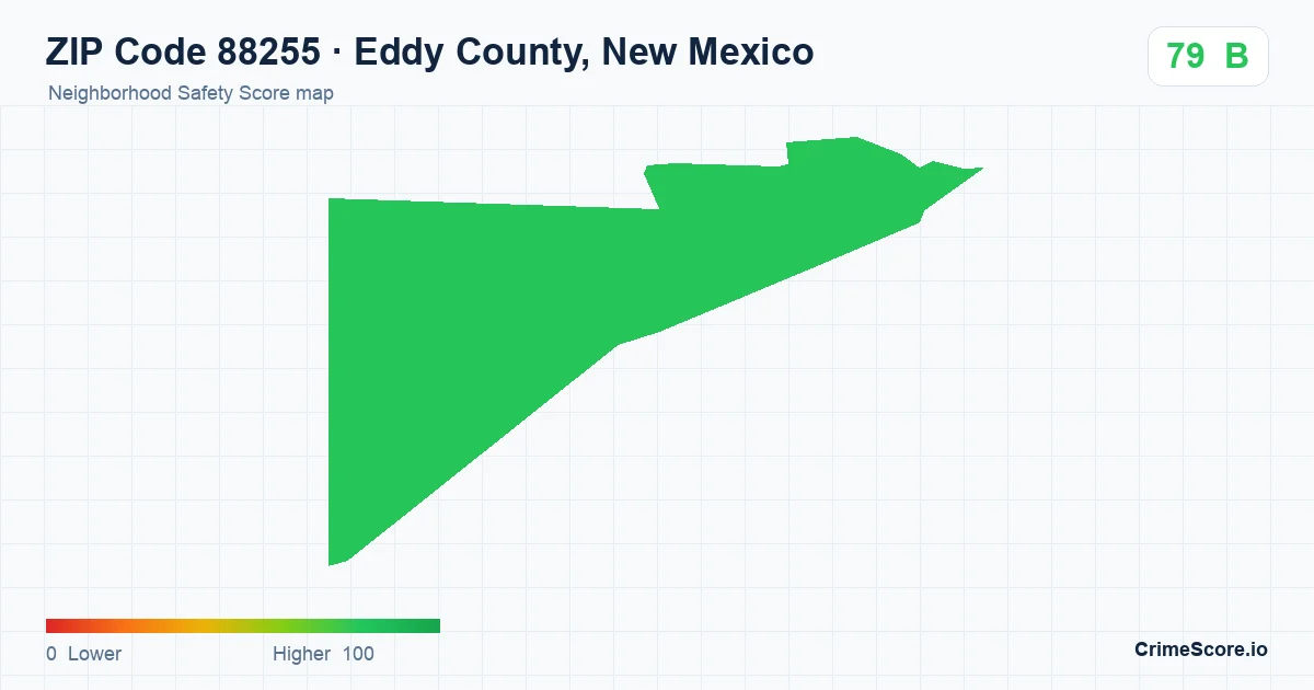ZIP Code 88255 in Eddy County, New Mexico neighborhood Safety Score map