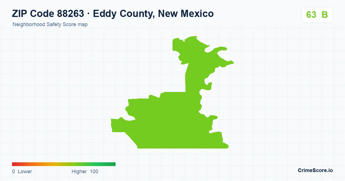 ZIP Code 88263 in Eddy County, New Mexico neighborhood Safety Score map