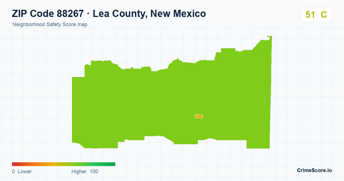 ZIP Code 88267 in Lea County, New Mexico neighborhood Safety Score map