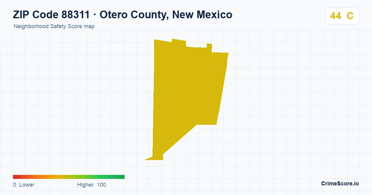 ZIP Code 88311 in Otero County, New Mexico neighborhood Safety Score map