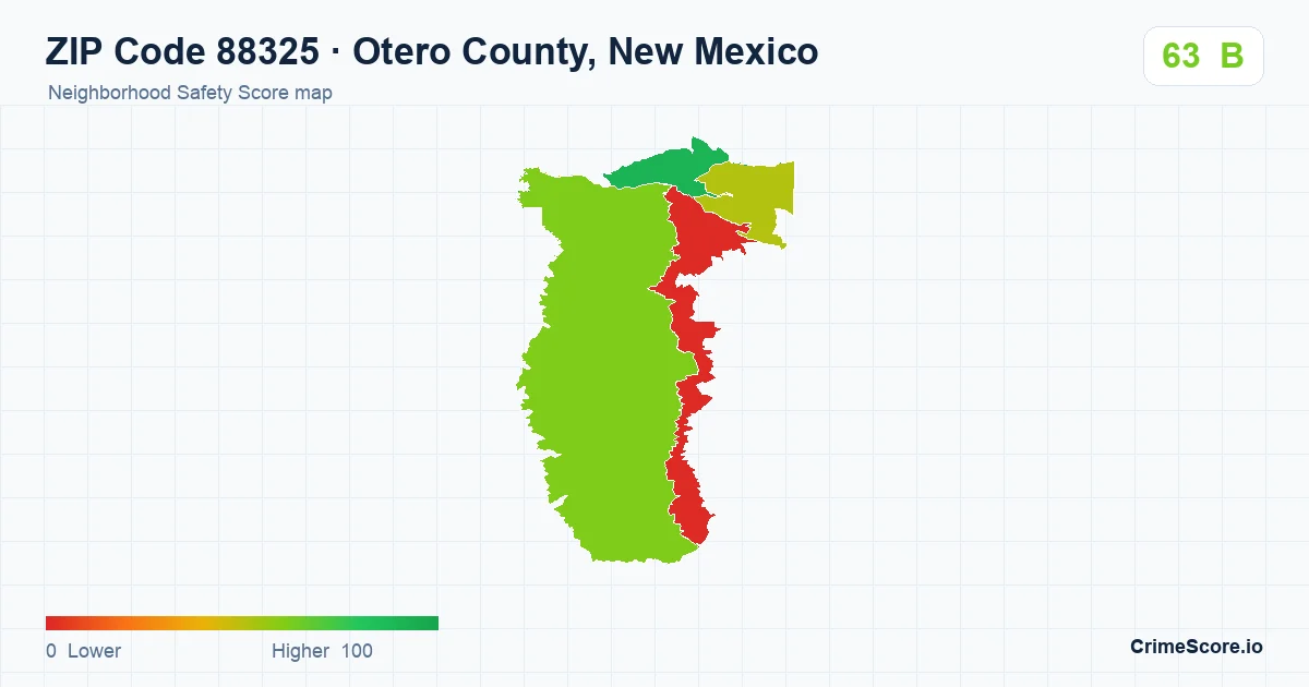 ZIP Code 88325 in Otero County, New Mexico neighborhood Safety Score map
