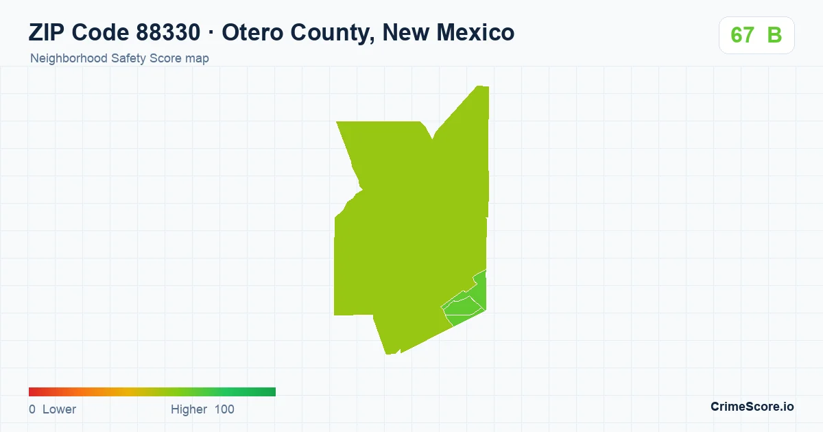 ZIP Code 88330 in Otero County, New Mexico neighborhood Safety Score map