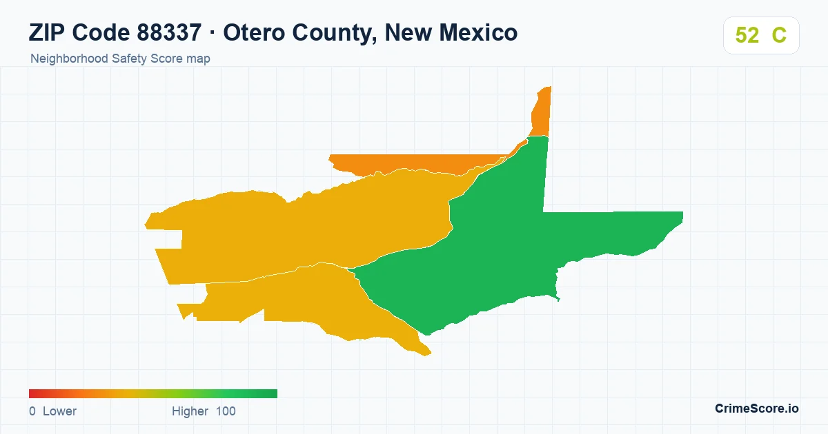 ZIP Code 88337 in Otero County, New Mexico neighborhood Safety Score map