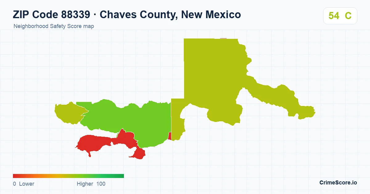 ZIP Code 88339 in Chaves County, New Mexico neighborhood Safety Score map