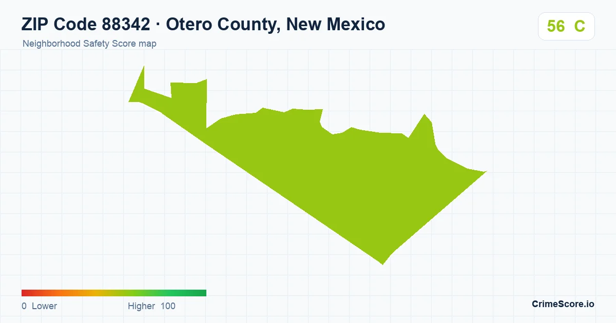 ZIP Code 88342 in Otero County, New Mexico neighborhood Safety Score map