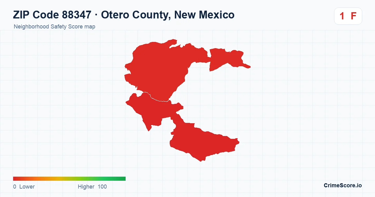 ZIP Code 88347 in Otero County, New Mexico neighborhood Safety Score map