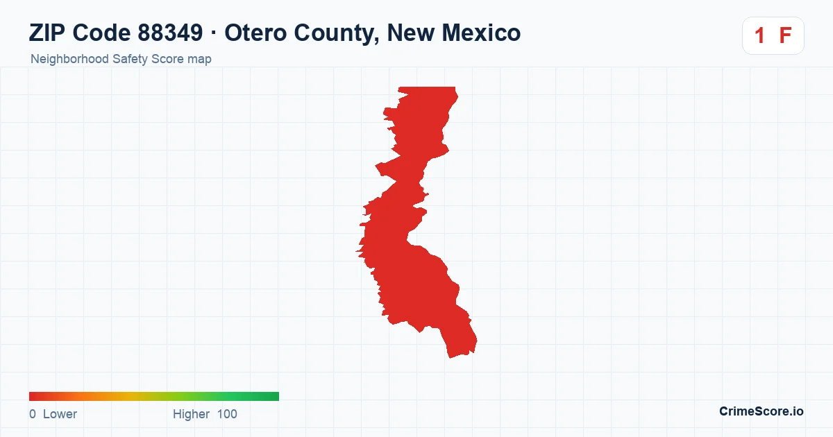 ZIP Code 88349 in Otero County, New Mexico neighborhood Safety Score map