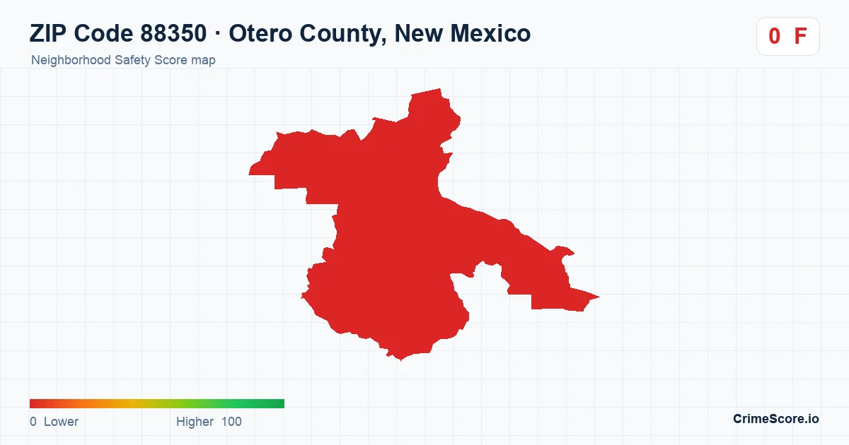 ZIP Code 88350 in Otero County, New Mexico neighborhood Safety Score map