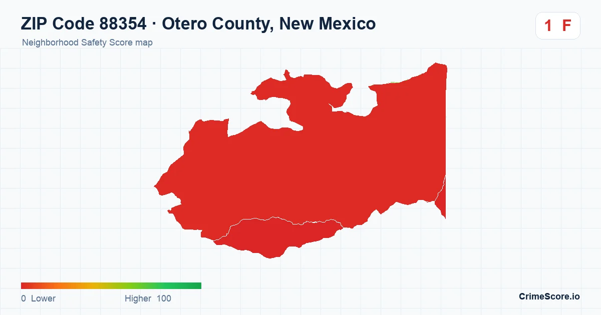 ZIP Code 88354 in Otero County, New Mexico neighborhood Safety Score map