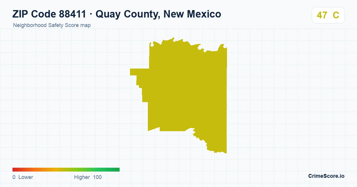 ZIP Code 88411 in Quay County, New Mexico neighborhood Safety Score map