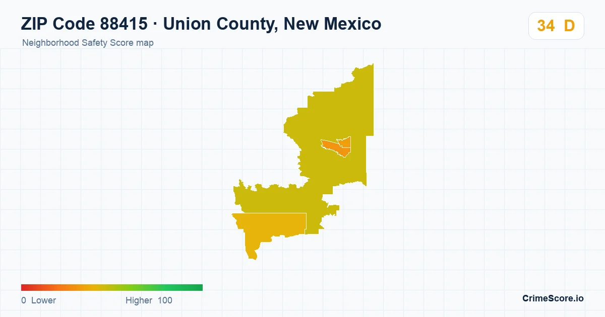 ZIP Code 88415 in Union County, New Mexico neighborhood Safety Score map