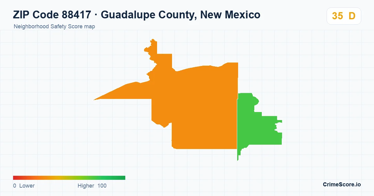 ZIP Code 88417 in Guadalupe County, New Mexico neighborhood Safety Score map