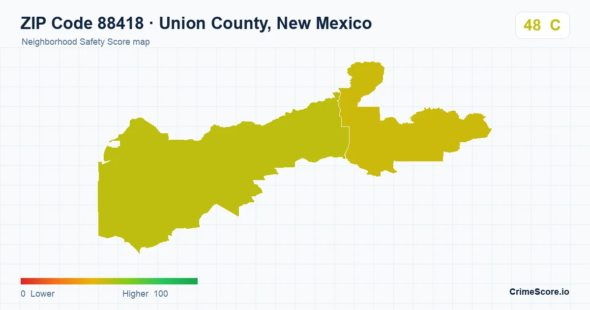 ZIP Code 88418 in Union County, New Mexico neighborhood Safety Score map