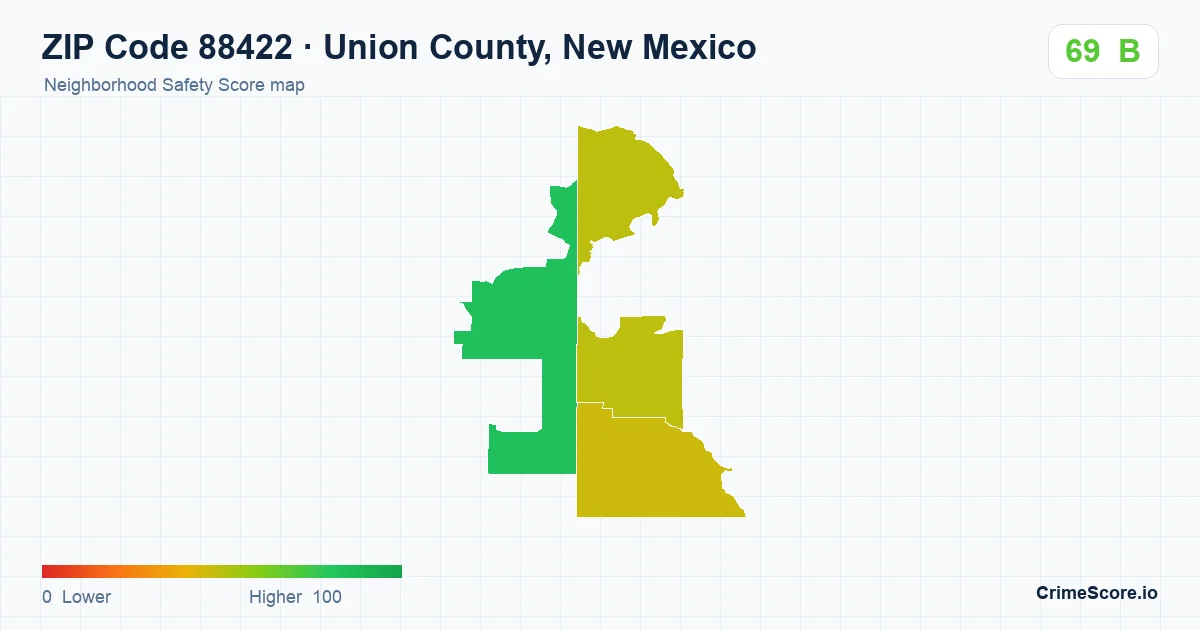 ZIP Code 88422 in Union County, New Mexico neighborhood Safety Score map