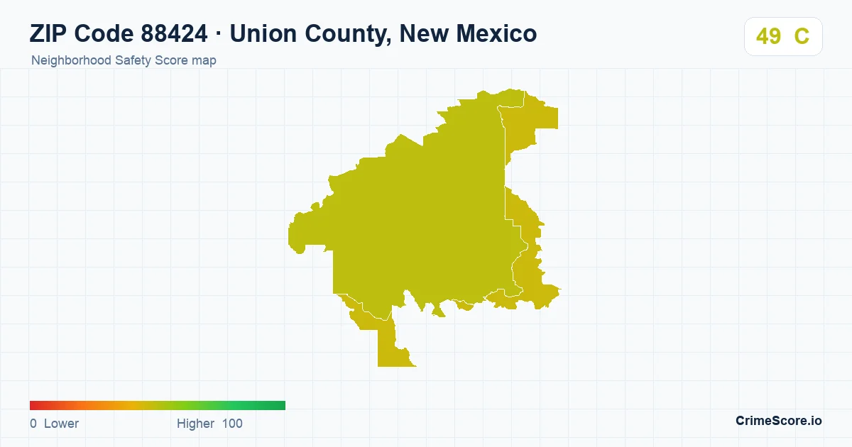 ZIP Code 88424 in Union County, New Mexico neighborhood Safety Score map