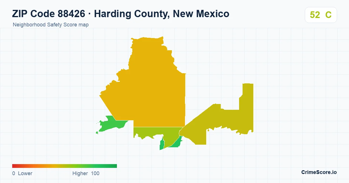 ZIP Code 88426 in Harding County, New Mexico neighborhood Safety Score map