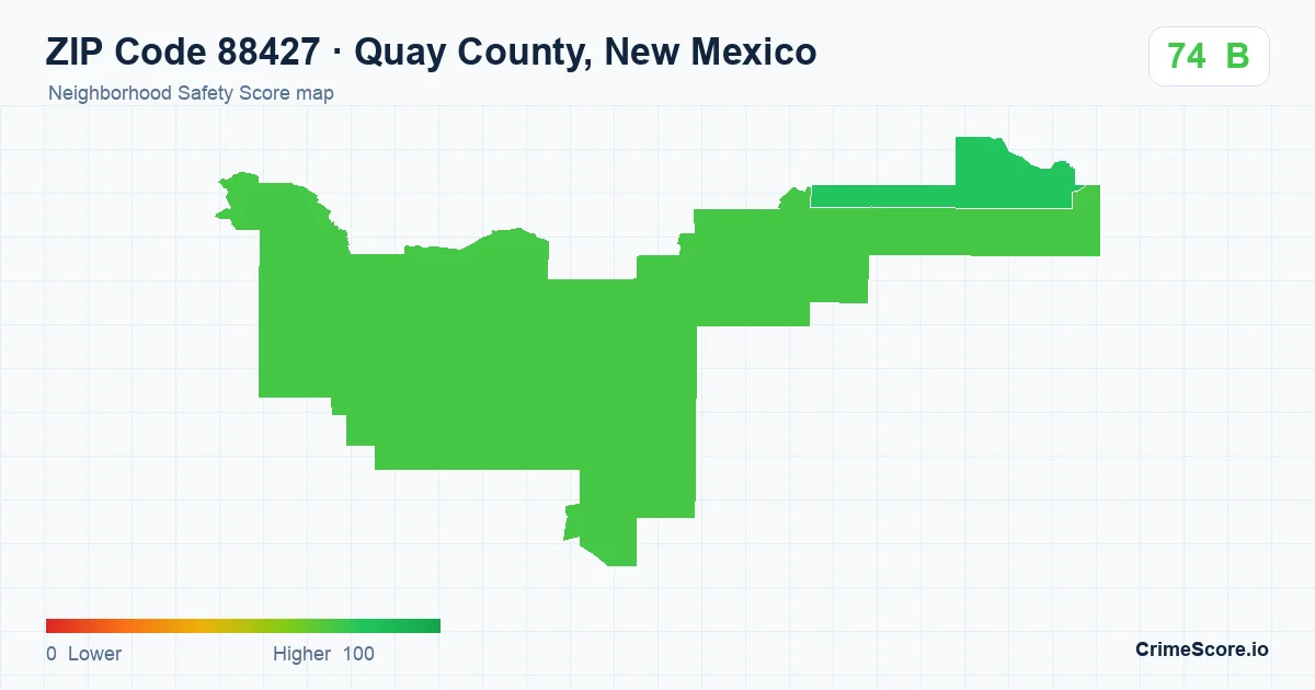 ZIP Code 88427 in Quay County, New Mexico neighborhood Safety Score map
