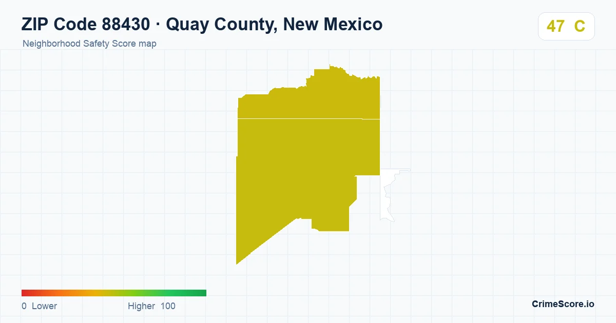 ZIP Code 88430 in Quay County, New Mexico neighborhood Safety Score map