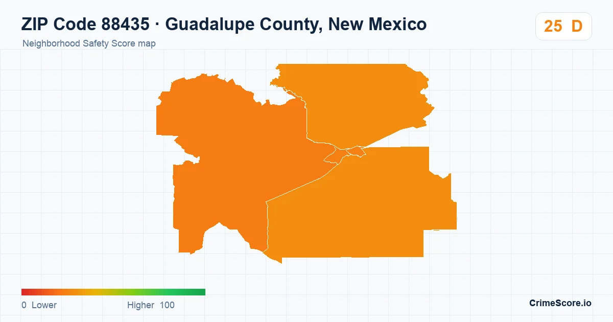 ZIP Code 88435 in Guadalupe County, New Mexico neighborhood Safety Score map