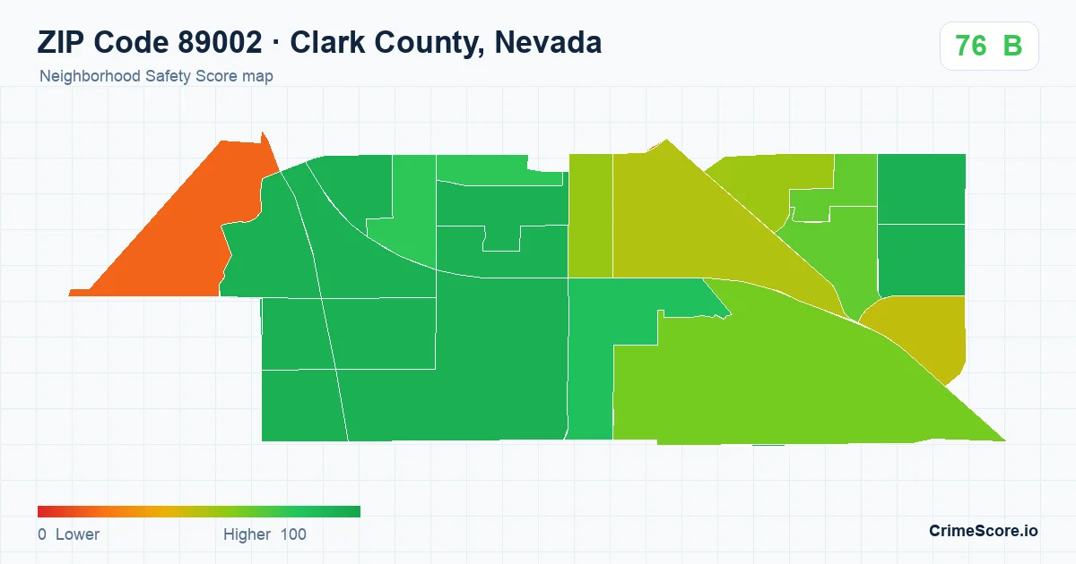 ZIP Code 89002 in Clark County, Nevada neighborhood Safety Score map
