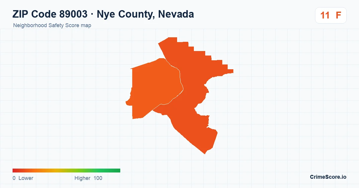 ZIP Code 89003 in Nye County, Nevada neighborhood Safety Score map