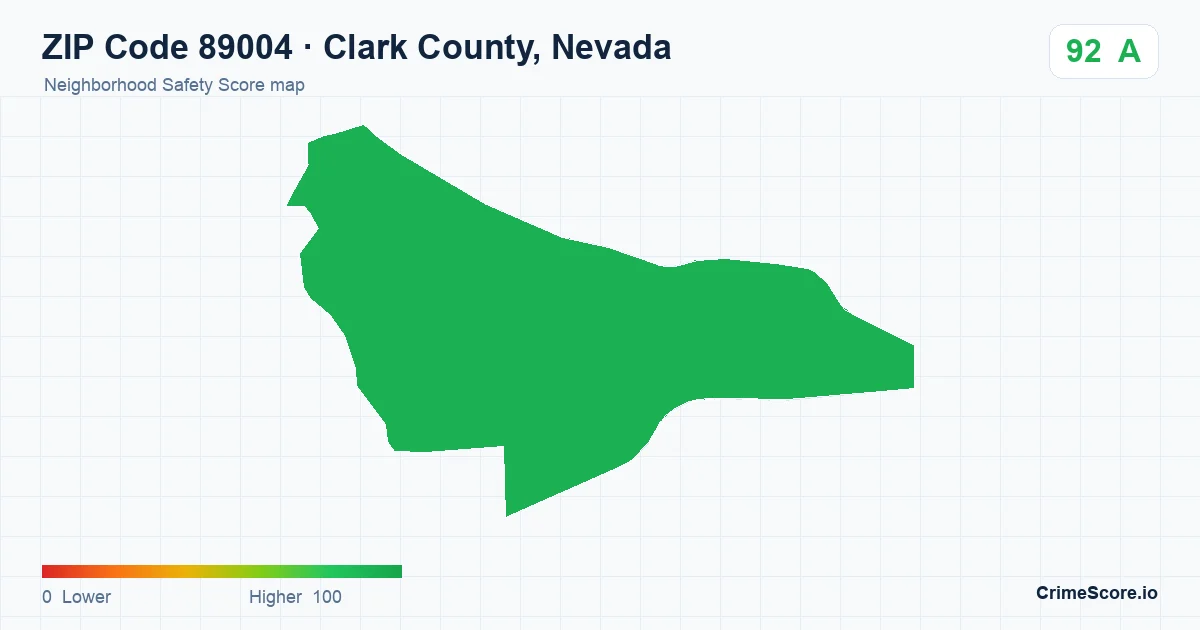 ZIP Code 89004 in Clark County, Nevada neighborhood Safety Score map