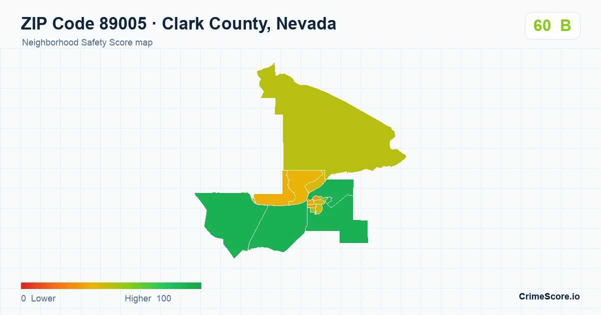 ZIP Code 89005 in Clark County, Nevada neighborhood Safety Score map