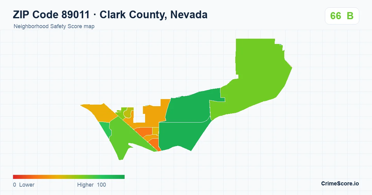 ZIP Code 89011 in Clark County, Nevada neighborhood Safety Score map