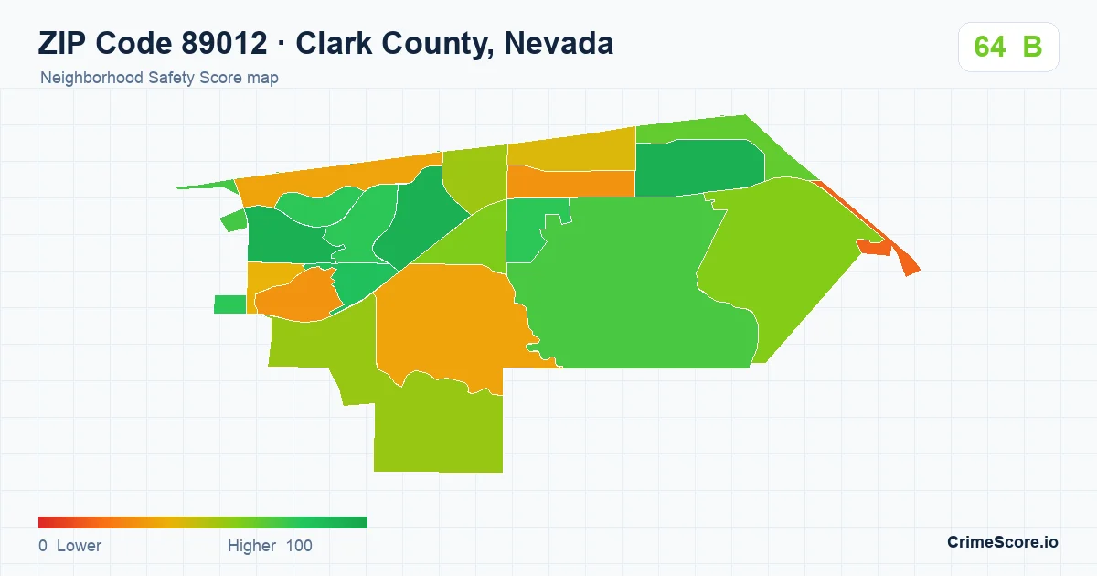 ZIP Code 89012 in Clark County, Nevada neighborhood Safety Score map