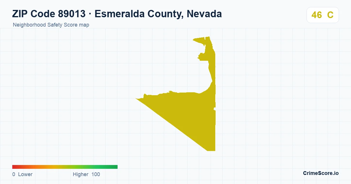 ZIP Code 89013 in Esmeralda County, Nevada neighborhood Safety Score map