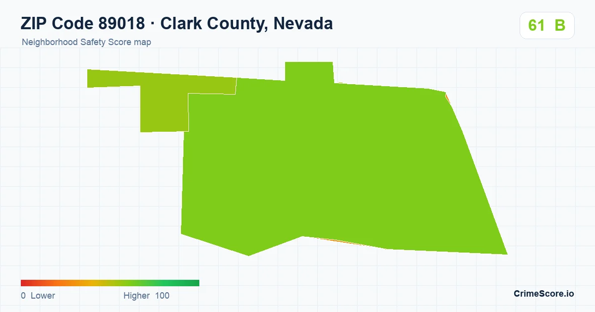 ZIP Code 89018 in Clark County, Nevada neighborhood Safety Score map